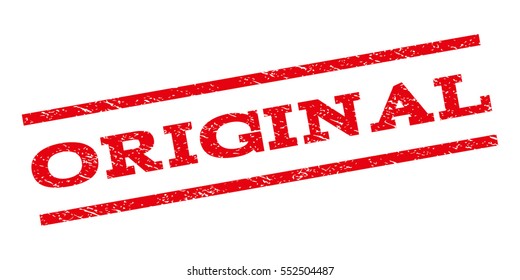 Original watermark stamp. Text tag between parallel lines with grunge design style. Rubber seal stamp with dirty texture. Vector red color ink imprint on a white background.