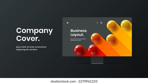 Diseño vectorial de banner web original. Ilustración de pantalla del sitio de simulación del monitor premium.
