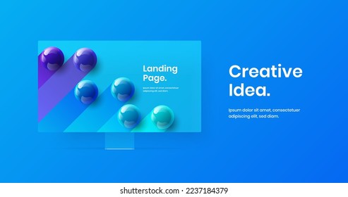 Original website design vector template. Abstract computer monitor mockup landing page concept.