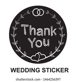 Original wedding stickers. Vector wedding illustration. Chalky lettering. Wedding Cards. Thank you card.