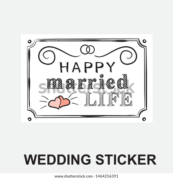 Original Wedding Stickers Vector Wedding Illustration Stock Vector