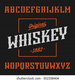 Original whiskey label, western style font with sample design. Vector.