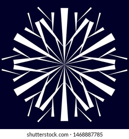 The original white snowflake on a dark blue background to create a logo or icon on winter themes.