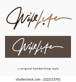 Original "Wildlife" handwritten vector, in brown and white color options, perfect for making t-shirts, greeting cards, promotional banners and other designs