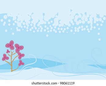 Original winter background with a beautiful flower