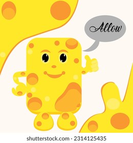The original work I made depicts the character of Mr. Cheese expressing a cheerful face, which can be used for digital and print media