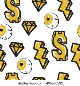 Original youth seamless patterns, repeating image for using pattern on any items, T-shirts, wallpaper, curtains. Yellow and black colors