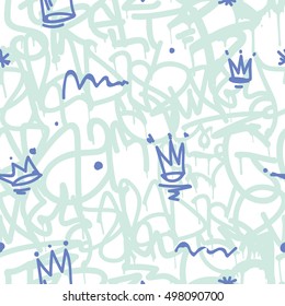 Original youth seamless patterns, repeating image pattern on any items, T-shirts, wallpaper, curtains. Monochrome black white gray and accent colors of blue