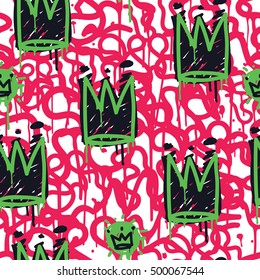 Original youth seamless patterns, repeating image pattern on any items, T-shirts, wallpaper, curtains. The trend bright color palette
