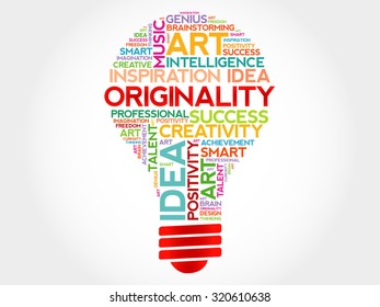 Originality bulb word cloud concept