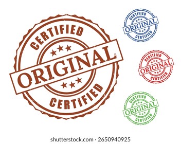 Conjunto de carimbos de garantia de originalidade, autênticos crachás de vetor certificados