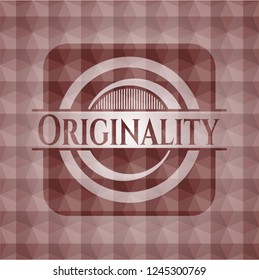 Originality red badge with geometric background. Seamless.
