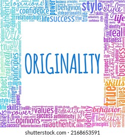 Originality word cloud conceptual design isolated on white background.	