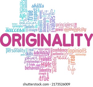 Originality word cloud conceptual design isolated on white background.	