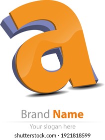 Originally created abstract glossy brand color vector logo and business icon based on small letter a