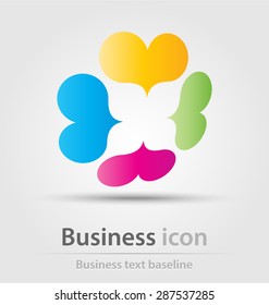 Originally created business icon with rainbow hearts for creative design tasks