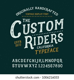 Originally handmade alphabet. Vintage display font design. Vector.