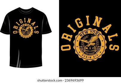 Originals New York Denim T Shirt Design Vector