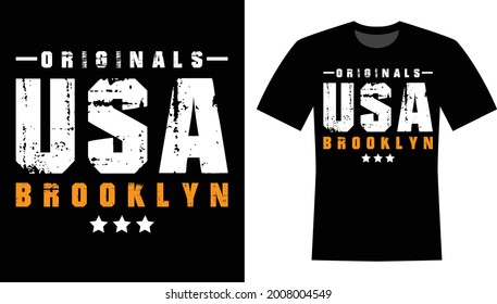 Originals USA Brooklyn Text T-shirt Design 
