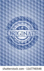 Originate blue badge with geometric pattern.