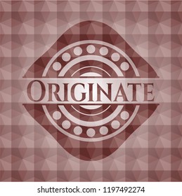 Originate red badge with geometric pattern. Seamless.