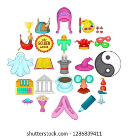 Originative icons set. Cartoon set of 25 originative vector icons for web isolated on white background