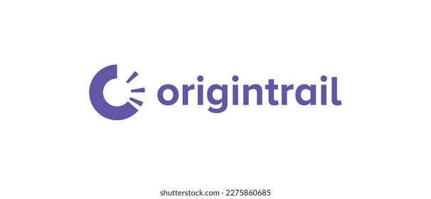 OriginTrail cryptocurrency TRAC Token, Cryptocurrency logo on isolated background with text.