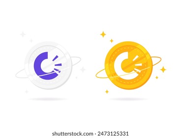 OriginTrail (TRAC) coin flat icon isolated on white background.