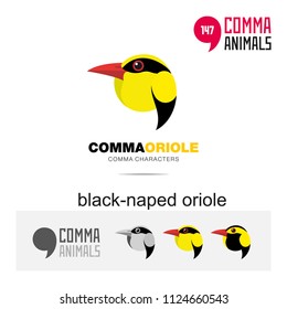 Oriole bird concept icon set and modern brand identity logo template and app symbol based on comma sign