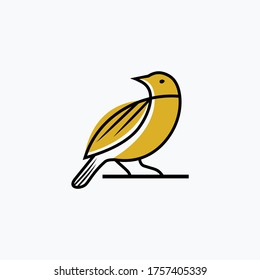 Oriole Outline Animal Beautiful Bird Logo Design Concept 