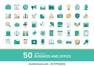 Orion - Business and Office icons are designed for effective visual communication, employing aesthetic clarity for diverse design projects such as applications, websites, and presentations.