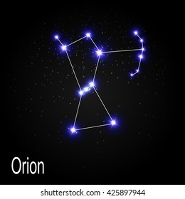 Orion Constellation with Beautiful Bright Stars on the Background of Cosmic Sky Vector Illustration EPS10