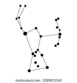 Orion constellation map. Vector illustration.