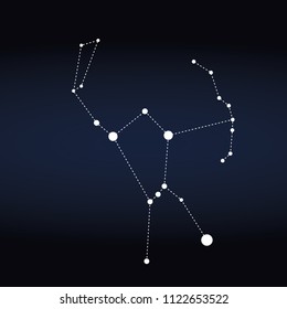 Orion constellation represented with white dots on blue background editable vector