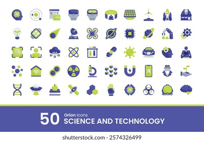 Orion - Science and Technology icons are designed for effective visual communication, employing aesthetic clarity for diverse design projects such as applications, websites, and presentations.