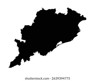 Orissa Odisha state black silhouette map on white background high definition