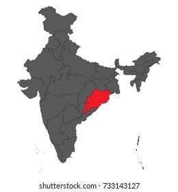 Orissa on gray India map vector