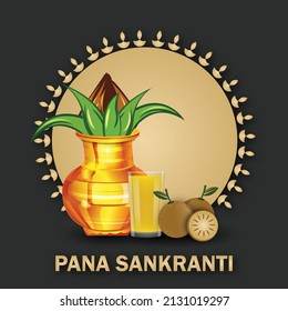 Orissa Pana Sankranti Festival Wish Vector Illustration