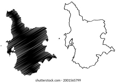 Oristano province (Italy, Italian Republic, Sardinia region) map vector illustration, scribble sketch Province of Oristano map