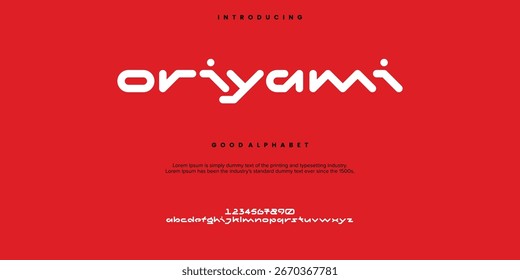Oriyami Modern fontes de alfabeto abstratas mínimas. Tecnologia de tipografia, eletrônico, filme, digital, música, futuro, logotipo fonte criativa. ilustração vetorial