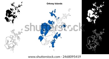 Orkney Islands blank outline map set