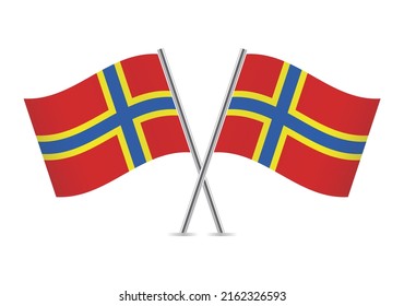 The Orkney Islands crossed flags. Orkney
flags on white background. Vector icon set. Vector illustration.