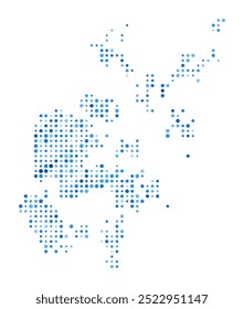 Orkney Islands dot map. Island digital style shape. Orkney Islands vector image. Island shape blue circular dots. Modern vector illustration.