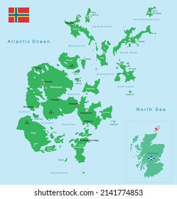 Orkney Islands (Scotland) map. Education vector illustration