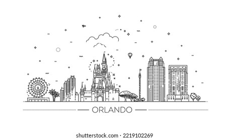 Orlando architecture line skyline illustration