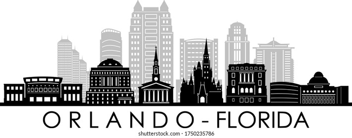 Orlando City Florida Skyline Silhouette Cityscape Vector