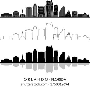 Orlando City Florida Skyline Silhouette Cityscape Vector