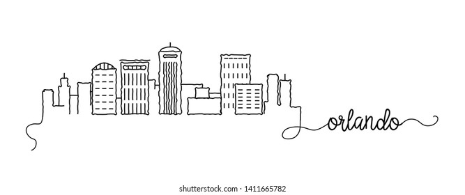 Orlando City Skyline Doodle Sign