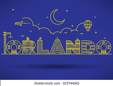 Orlando City Typography Design with Building Letters

