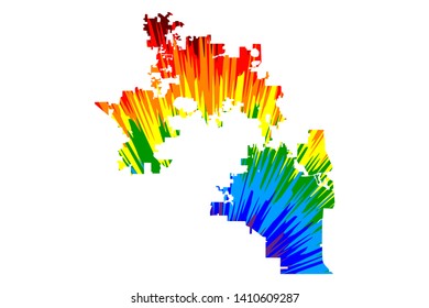 Orlando city (United States of America, USA, U.S., US, United States cities, usa city)- map is designed rainbow abstract colorful pattern, City of Orlando map made of color explosion,